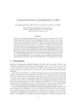 A Formal Embedding of Agentspeak L in 3APL 1 Introduction