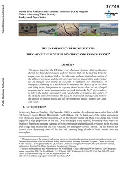 37749 World Bank Analytical and Advisory Assistance (AAA) Program China: Addressing Water Scarcity Background Paper Series