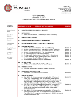 CITY COUNCIL December 10, 2013 Council Chambers • 777 SW Deschutes Avenue