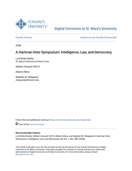 Intelligence, Law, and Democracy