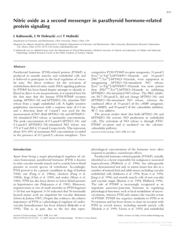 Nitric Oxide As a Second Messenger in Parathyroid Hormone-Related Protein Signaling