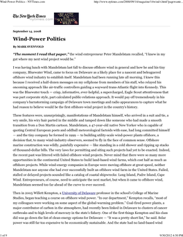 Wind-Power Politics - Nytimes.Com