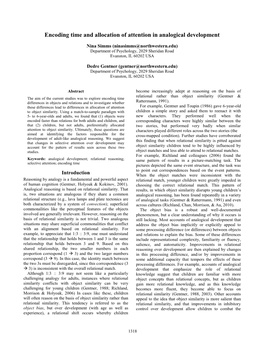 Encoding Time and Allocation of Attention in Analogical Development