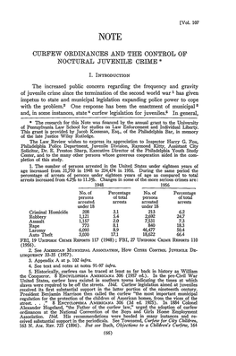 Curfew Ordinances and the Control of Noctural Juvenile Crime *