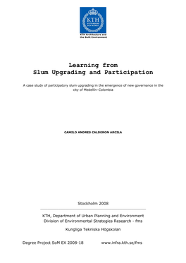 Learning from Slum Upgrading and Participation