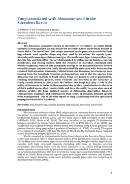 Fungi Associated with Aizoaceae Seed in the Succulent Karoo