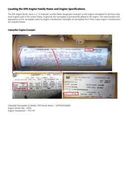 Locating the EPA Engine Family Name