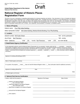 NPS Form 10 900 OMB No. 1024 0018