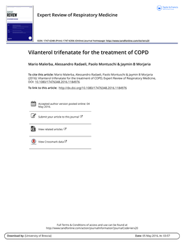 Vilanterol Trifenatate for the Treatment of COPD