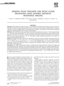 Grading Pelvic Prolapse and Pelvic Floor Relaxation Using Dynamic Magnetic Resonance Imaging