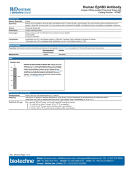 Human Ephb3 Antibody Antigen Affinity-Purified Polyclonal Sheep Igg Catalog Number: AF5667