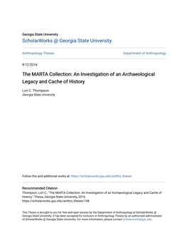 The MARTA Collection: an Investigation of an Archaeological Legacy and Cache of History