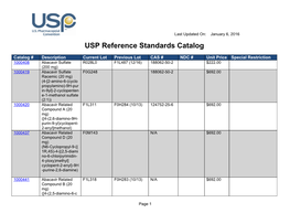 USP Reference Standards Catalog