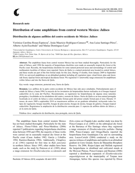 Distribution of Some Amphibians from Central Western Mexico: Jalisco