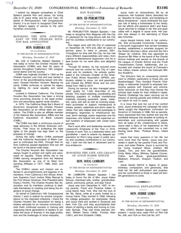 CONGRESSIONAL RECORD— Extensions of Remarks E1195 HON. BARBARA LEE HON. ED PERLMUTTER HON. DOUG LAMBORN HON. DEBBIE LESKO