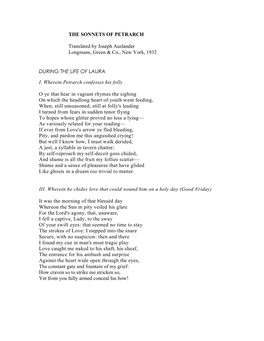 THE SONNETS of PETRARCH.Pdf