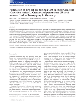 Pollination of Two Oilproducing Plant Species: Camelina (Camelina