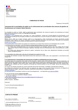 Lancement De La Consultation Du Public Sur Le Renforcement De La Coordination Des Mesures De Gestion De La Sécheresse Sur Le Bassin Adour-Garonne