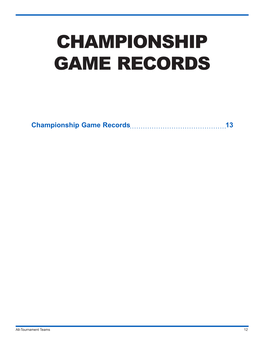 Championship Game Records