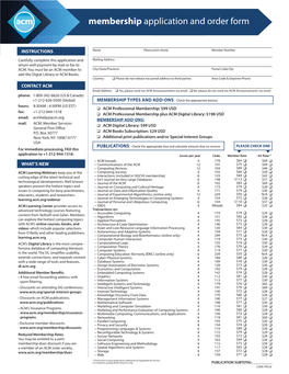 Membership Application and Order Form