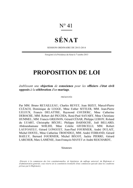 Sénat Proposition De