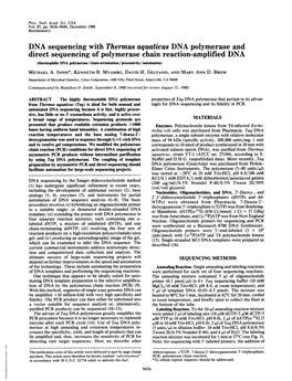 DNA Sequencing with Thermus Aquaticus DNA Polymerase