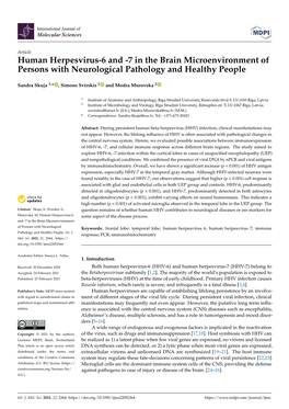 Human Herpesvirus-6 and -7 in the Brain Microenvironment of Persons with Neurological Pathology and Healthy People