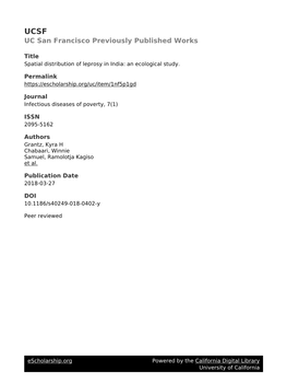 Spatial Distribution of Leprosy in India: an Ecological Study