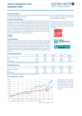 Mastertrust Fund September 2021