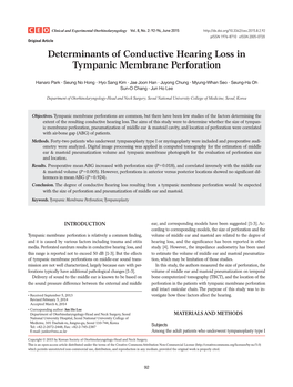 Determinants of Conductive Hearing Loss in Tympanic Membrane Perforation