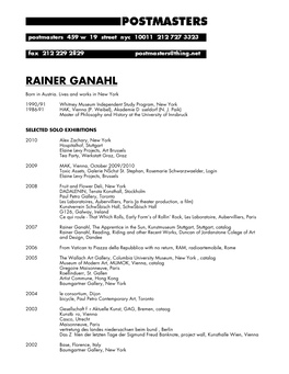 Rainer Ganahl Biography