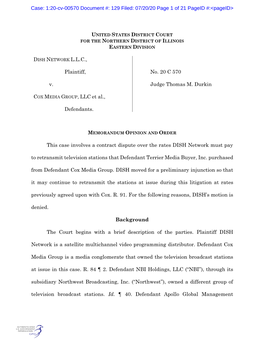 DISH NETWORK L.L.C., Plaintiff, V. COX MEDIA GROUP, LLC Et Al