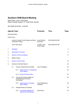 Board Agenda, 6 October 2020