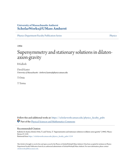 Supersymmetry and Stationary Solutions in Dilaton-Axion Gravity