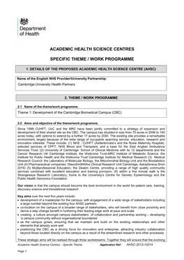 Theme 1: Development of the Cambridge Biomedical Campus (CBC)