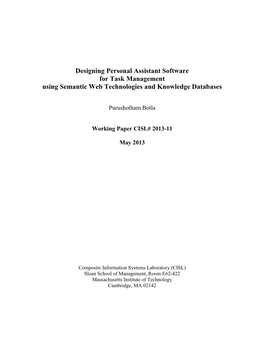 Designing Personal Assistant Software for Task Management Using Semantic Web Technologies and Knowledge Databases