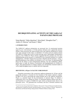 DEUBIQUITINATING ACTIVITY of the SARS-Cov PAPAIN-LIKE PROTEASE