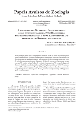 A Revision of the Neotropical Solenopsidini Ant Genus Oxyepoecus Santschi, 1926 (Hymenoptera: Formicidae: Myrmicinae). 2. Final