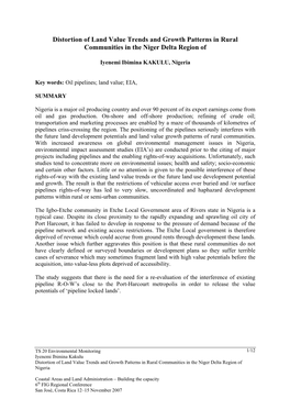 Distortion of Land Value Trends and Growth Patterns in Rural Communities in the Niger Delta Region Of