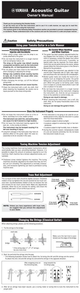 Yamaha Acoustic Guitar Owner's Manual