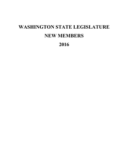 Washington State Legislature New Members 2016