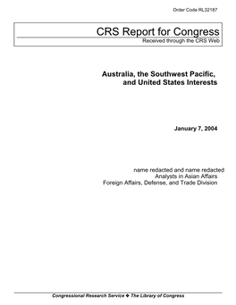 Australia, the Southwest Pacific, and United States Interests