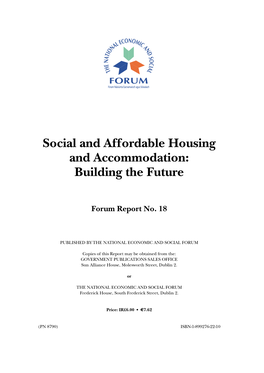 Social and Affordable Housing and Accommodation: Building the Future