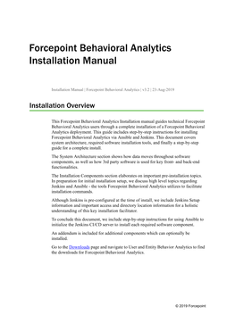 Forcepoint Behavioral Analytics Installation Manual