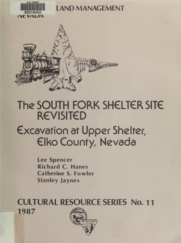 Excavations at Upper Shelter, Elko County, Nevada