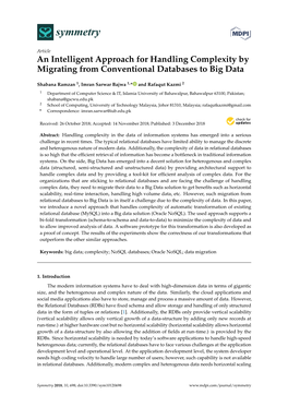 An Intelligent Approach for Handling Complexity by Migrating from Conventional Databases to Big Data