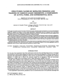 Structures Caused by Repeated Freezing and Thawing in Various Loamy Sediments: a Comparison of Active, Fossil and Experimental Data