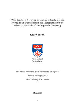 The Experiences of Local Peace and Reconciliation Organisations in Post-Agreement Northern Ireland