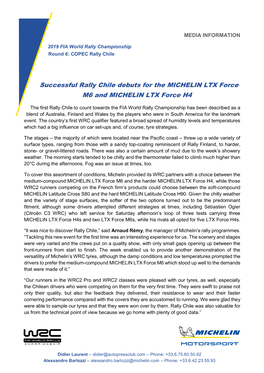 Successful Rally Chile Debuts for the MICHELIN LTX Force M6 and MICHELIN LTX Force H4