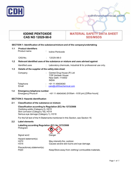 Iodine Pentoxide Cas No 12029-98-0 Material Safety